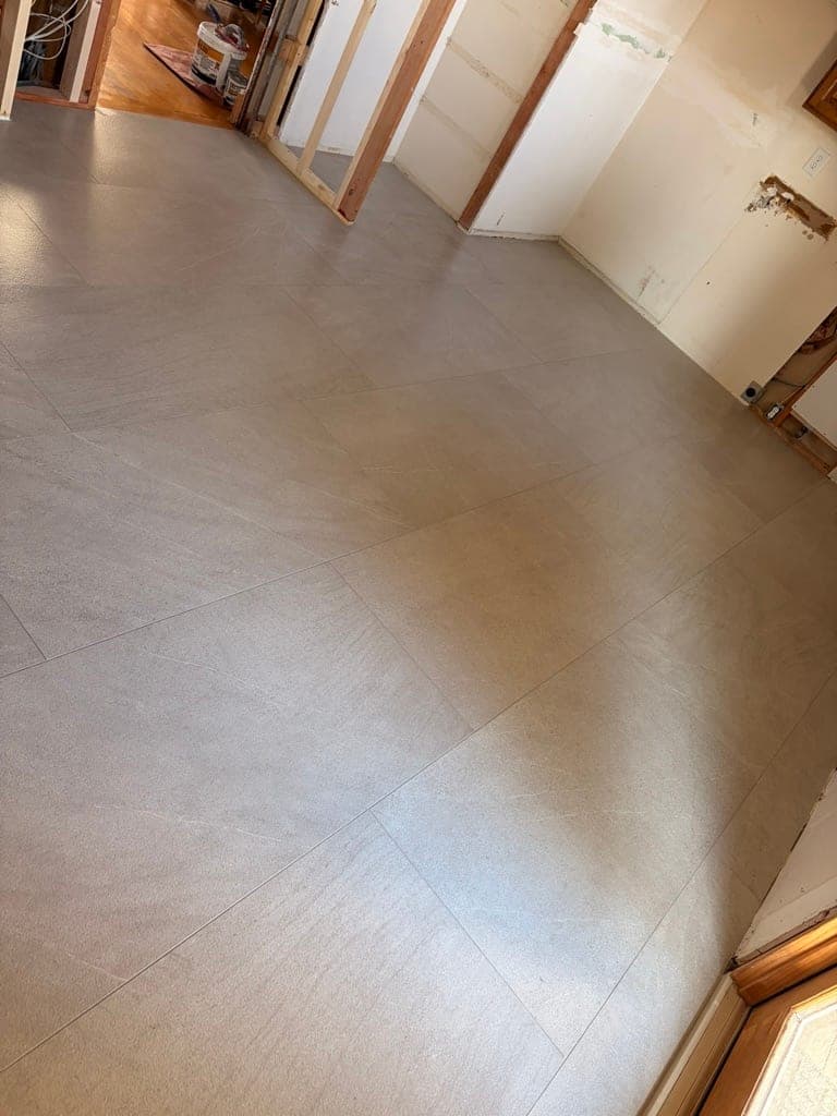 Gray Large-Format Floor, In Progress